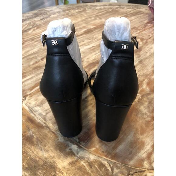 Sam Edelman Yaro Sandals Leather Ankle Strap Chunky Block Heels Black NWT Sz 8.5 - Picture 6 of 11